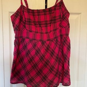 Torrid Pink & Black Plaid Babydoll Tank